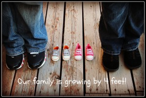Announcing Twin Pregnancy with Shoes